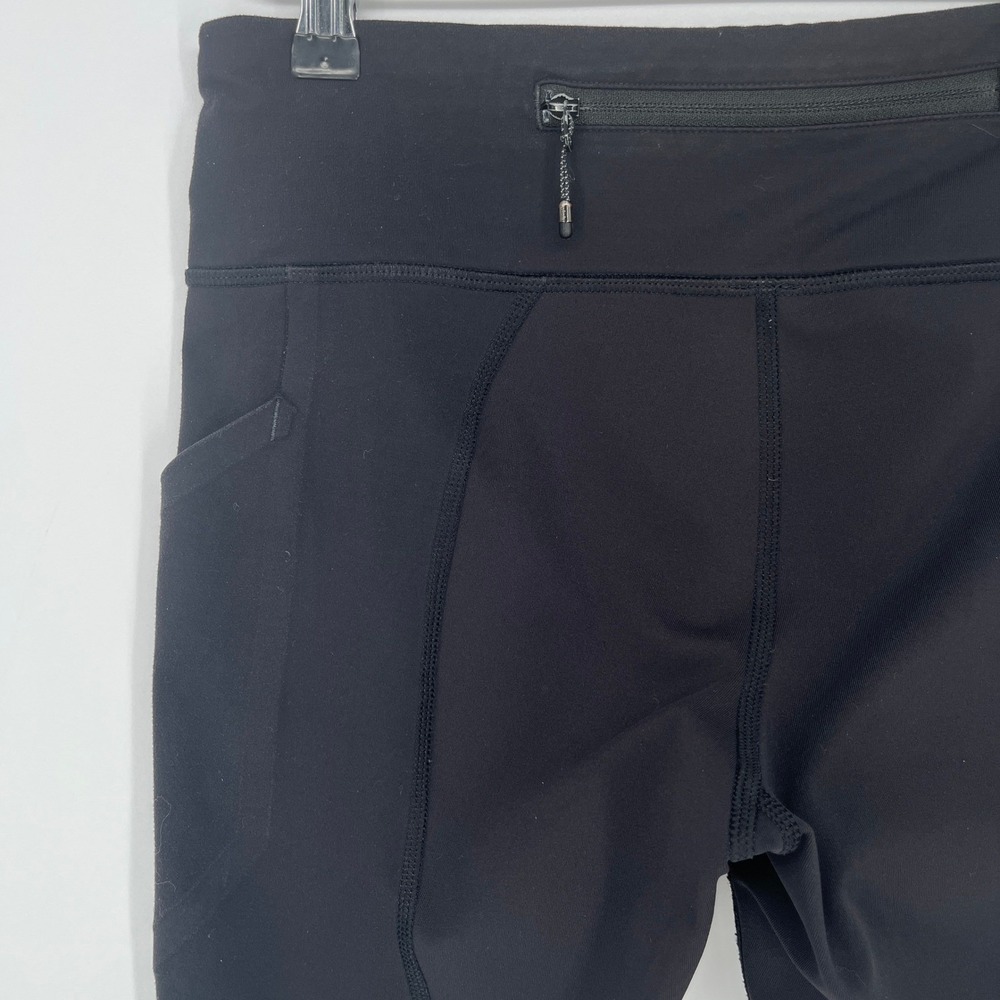 Lululemon Black Cropped Running Leggings Side Pockets Zip Pocket Womens Size 6‎ - Picture 3 of 12